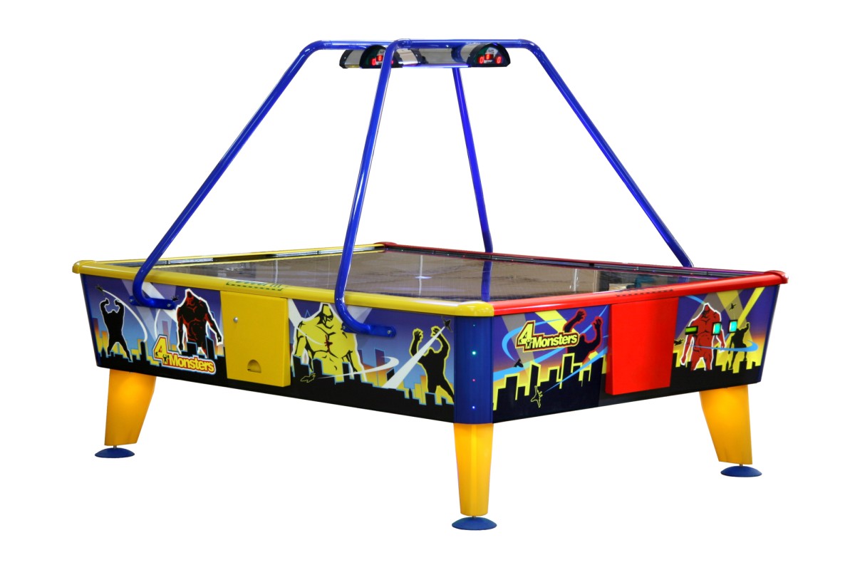 Airhockey, 4 Monsters, 238x183 cm, blau/rot/gelb