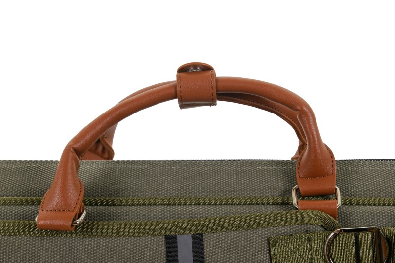 Queuetasche, Classic PocketStyle, grün-braun, 3/5, 85 cm