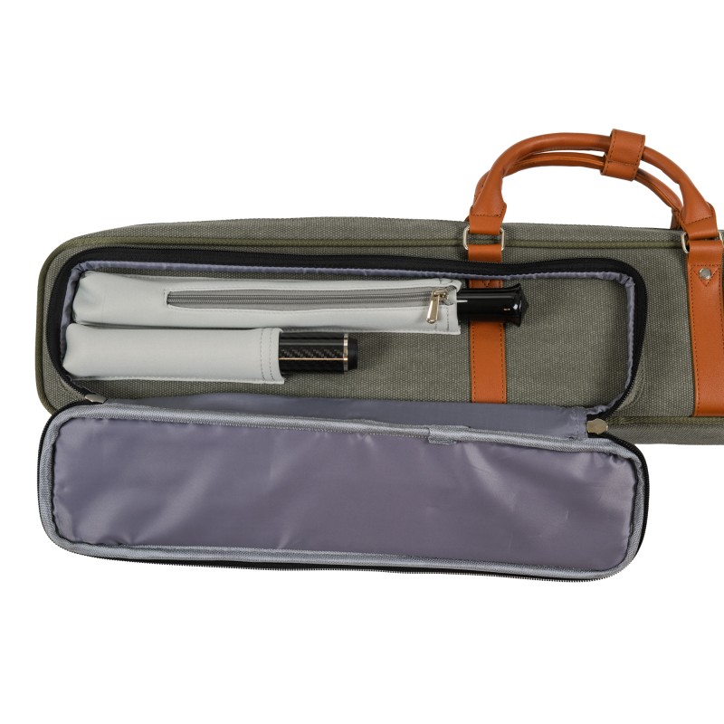 Queuetasche, Classic PocketStyle, grün-braun, 3/5, 85 cm Queuetasche, Classic PocketStyle, grün-braun, 3/5, 85 cm