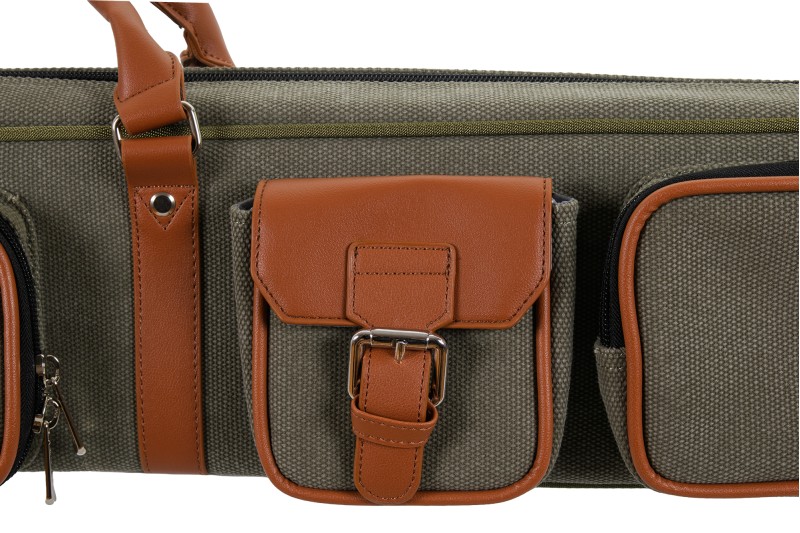 Queuetasche, Classic PocketStyle, grün-braun, 3/5, 85 cm