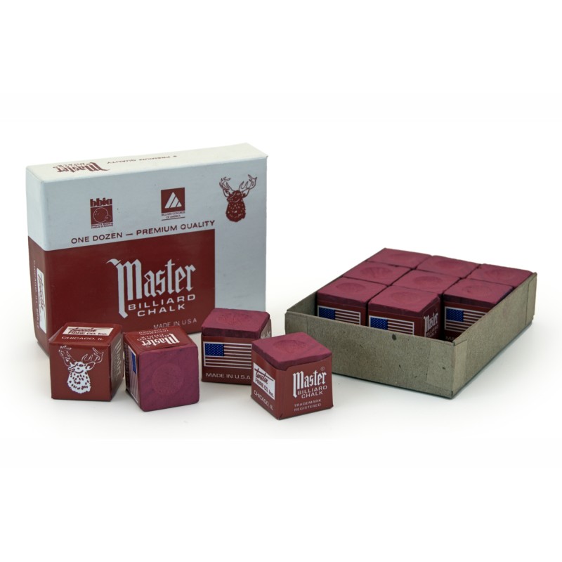 Billardkreide, Master, burgund, 12er Pack
