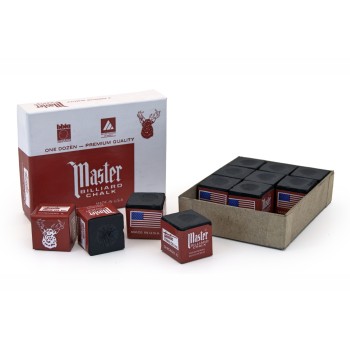 Billard-Kreide, Master, schwarz, 12er Pack