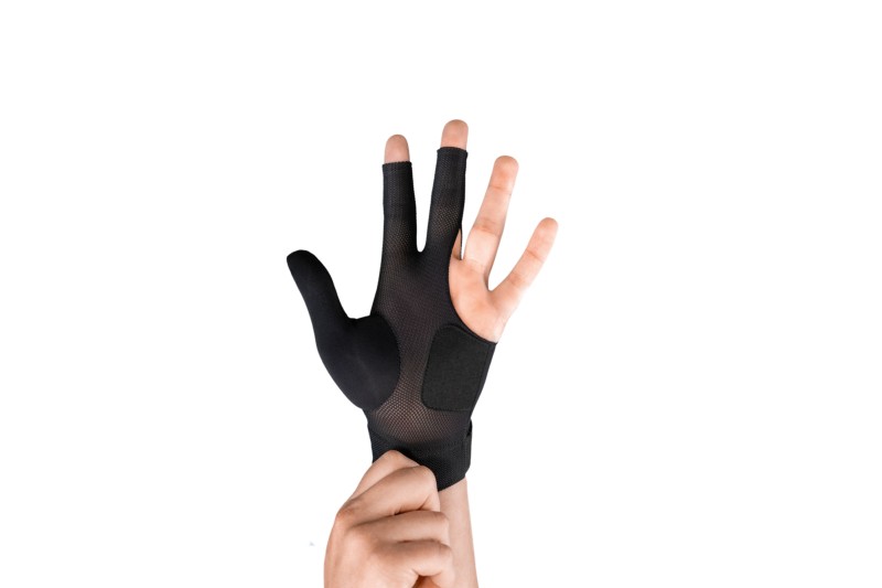 Handschuh, Predator Second Skin, 3-Finger, schwarz-gelb, geschlossener Daumen, für linke Hand
