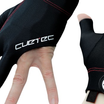 Handschuh, Cuetec Axis, 3-Finger, schwarz-rot, für linke Hand