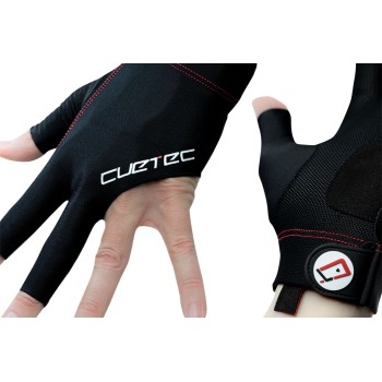 Handschuh, Cuetec Axis, 3-Finger, schwarz-rot, für linke Hand Handschuh, Cuetec Axis, 3-Finger, schwarz-rot, für linke Hand
