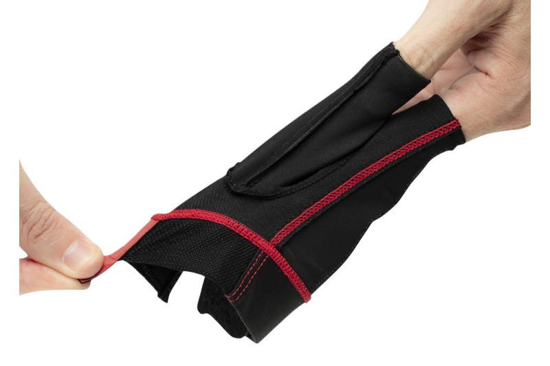 Handschuh, Cuetec Axis, 3-Finger, schwarz-rot, für linke Hand