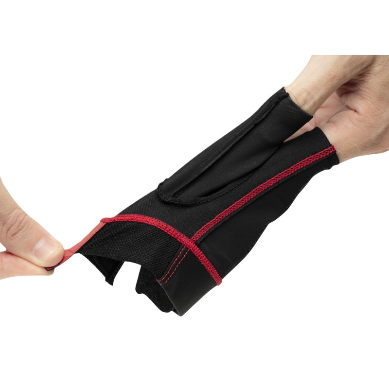 Handschuh, Cuetec Axis, 3-Finger, schwarz-rot, für linke Hand