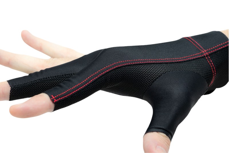 Handschuh, Cuetec Axis, 3-Finger, schwarz-rot, für rechte Hand