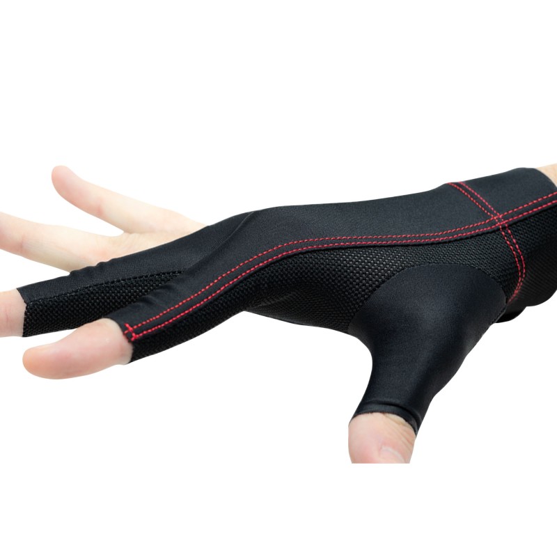 Handschuh, Cuetec Axis, 3-Finger, schwarz-rot, für rechte Hand