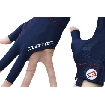 Handschuh, Cuetec Axis, 3-Finger, navy-rot, für linke Hand Handschuh, Cuetec Axis, 3-Finger, navy-rot, für linke Hand