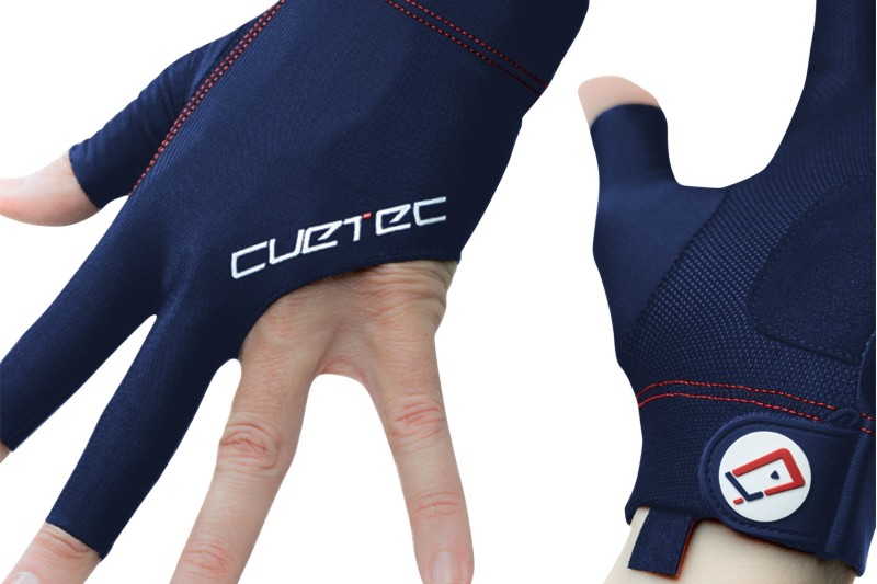 Handschuh, Cuetec Axis, 3-Finger, navy-rot, für rechte Hand