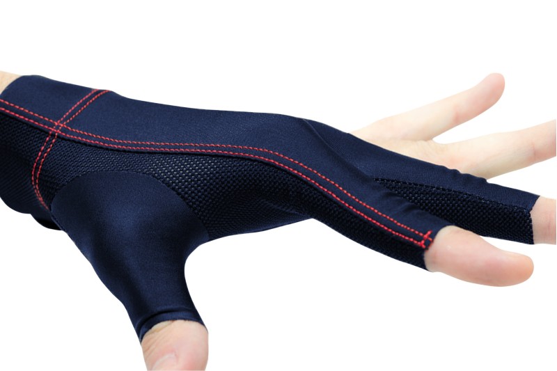 Handschuh, Cuetec Axis, 3-Finger, navy-rot, für linke Hand