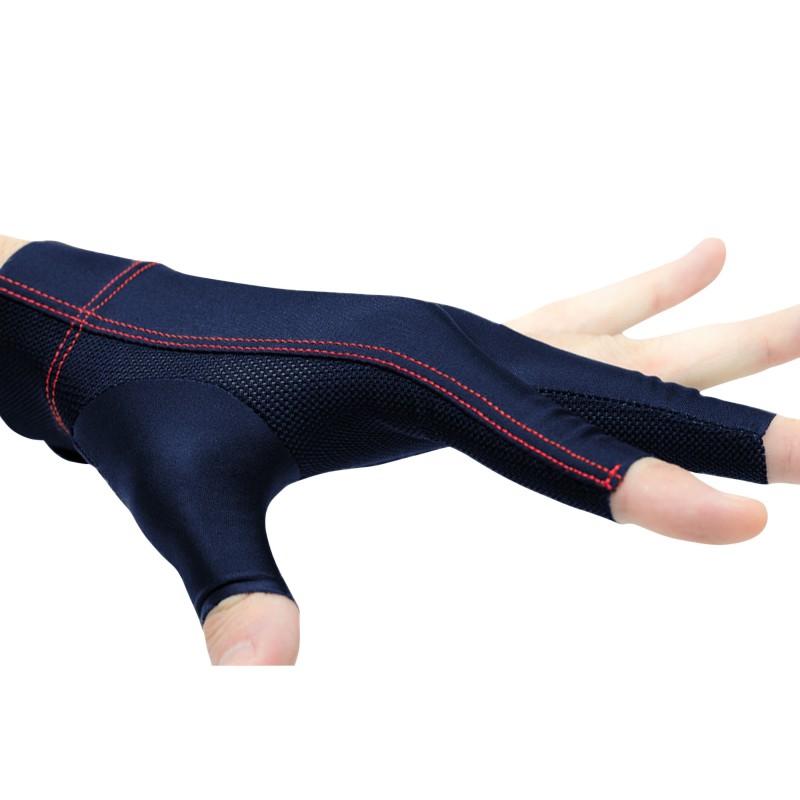 Handschuh, Cuetec Axis, 3-Finger, navy-rot, für linke Hand