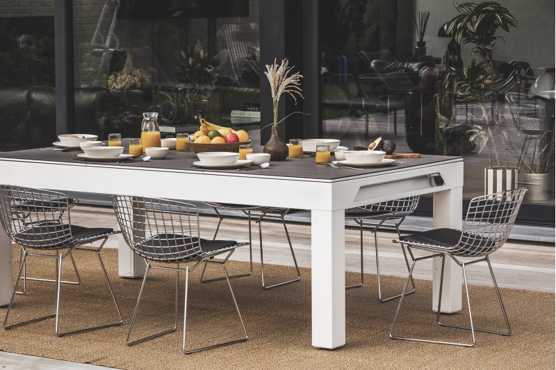 Abdeckplatte, 7 ft. (Fuß), Holzdekor für weißen Cornilleau Classic Outdoor Billardtisch