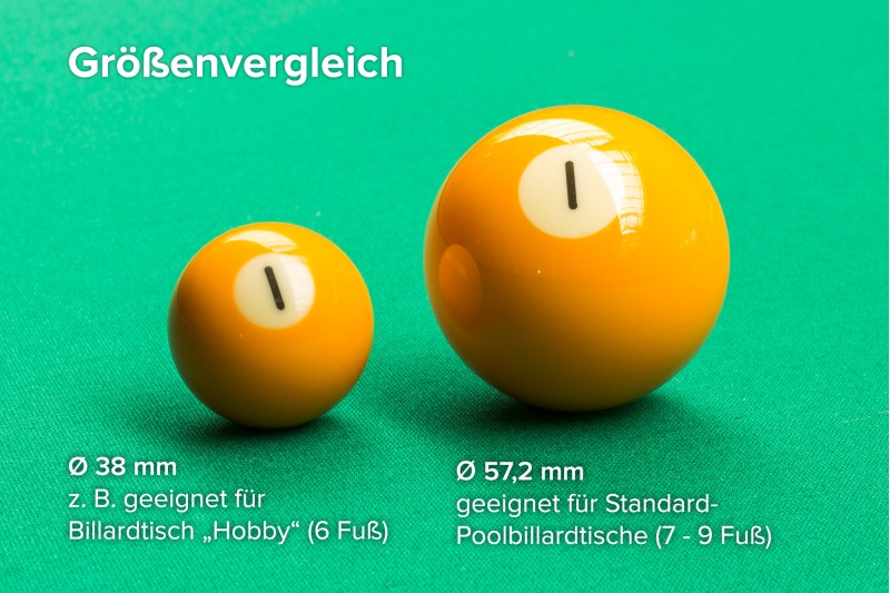 Billardkugelset, Pool, Classic A-Qualität, 38 mm