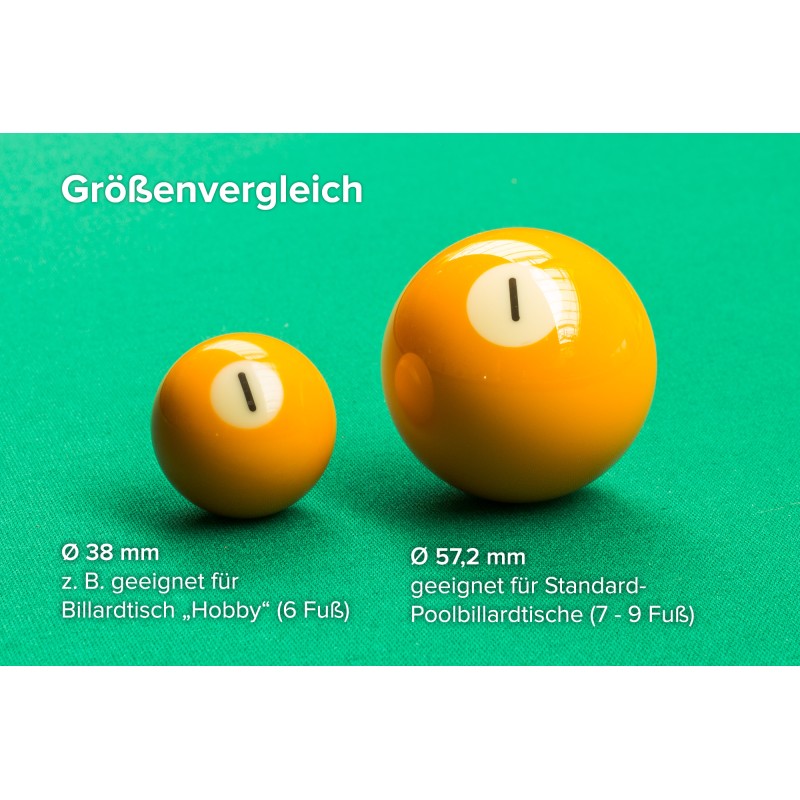 Billardkugelset, Pool, Classic A-Qualität, 38 mm