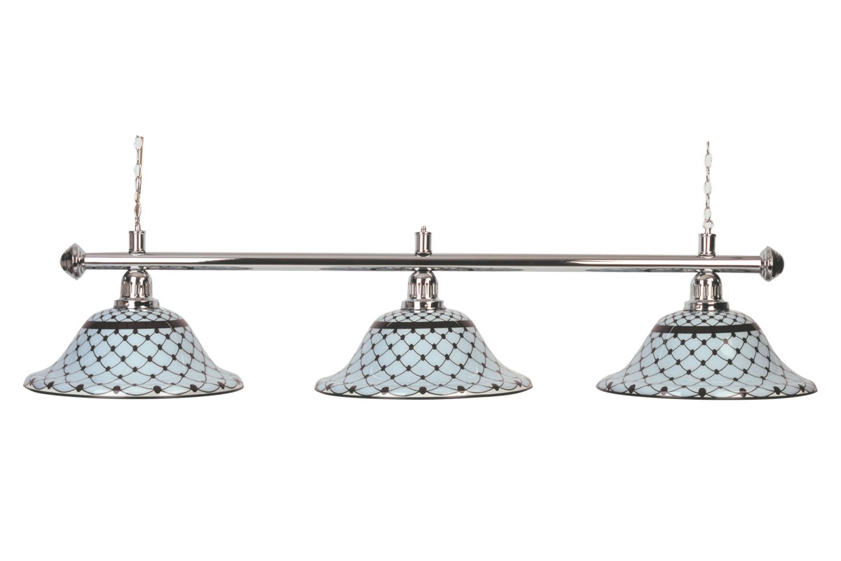 Billardlampe, Memory, weiß-braun, 3 Schirme, Ø 44 cm, 122 cm