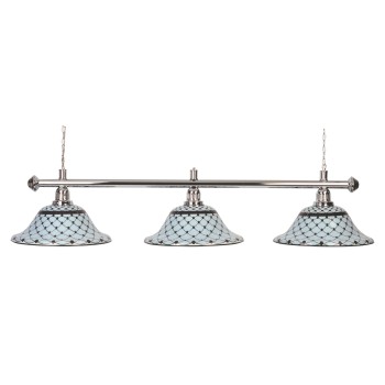 Billardlampe, Memory, weiß-braun, 3 Schirme, Ø 44 cm, 122 cm