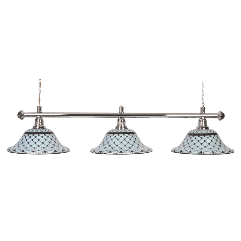 Billardlampe, Memory, weiß-braun, 3 Schirme, Ø 44 cm, 122 cm Billardlampe, Memory, weiß-braun, 3 Schirme, Ø 44 cm, 122 cm
