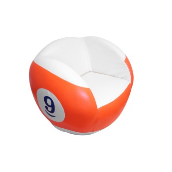 Sessel No. 9, kugelförmig, weiß-orange