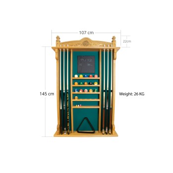 Queuehalter, für 6 Billardqueues Wall Rack, eiche