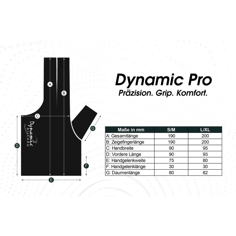 Halbfingerhandschuh, Dynamic Pro, 3-Finger, schwarz/grau, für linke Hand Halbfingerhandschuh, Dynamic Pro, 3-Finger, schwarz/grau, für linke Hand