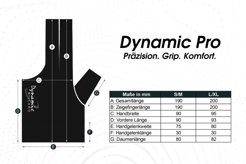 Halbfingerhandschuh, Dynamic Pro, 3-Finger, schwarz, für linke Hand