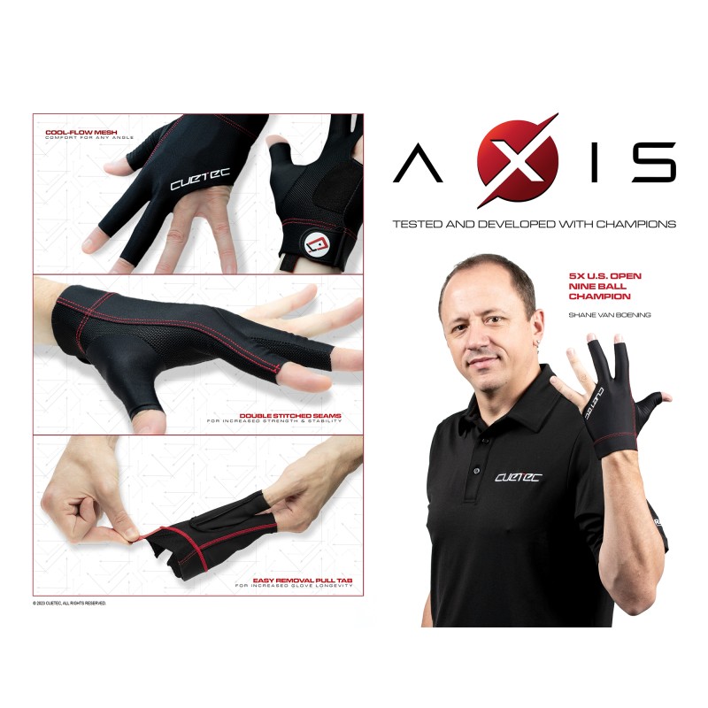 Handschuh, Cuetec Axis, 3-Finger, Ghost Edition, für linke Hand