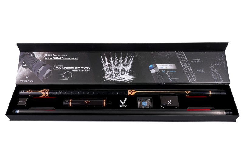 Billardqueue, Pool, EVO Crown Maxbing Edition, Royal Black Leather Komplettset, 12.5mm, Radial