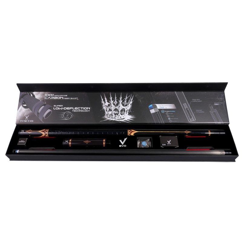 Billardqueue, Pool, EVO Crown Maxbing Edition, Royal Black Leather Komplettset, 12.5mm, Radial