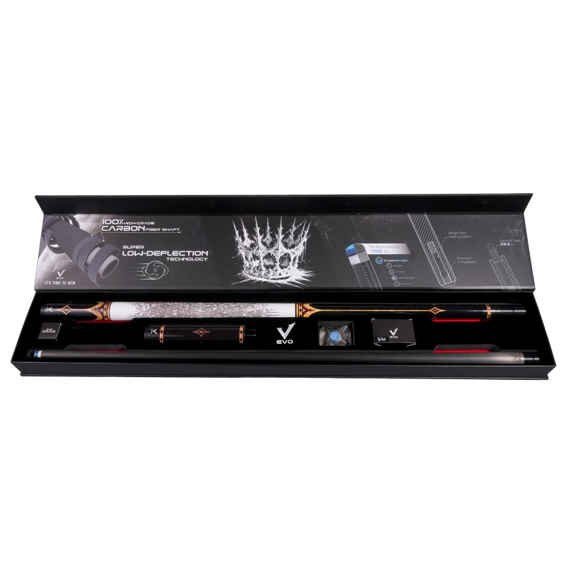 Billardqueue, Pool, EVO Crown Maxbing Edition, Royal White Leather Komplettset, 12.5mm, Radial