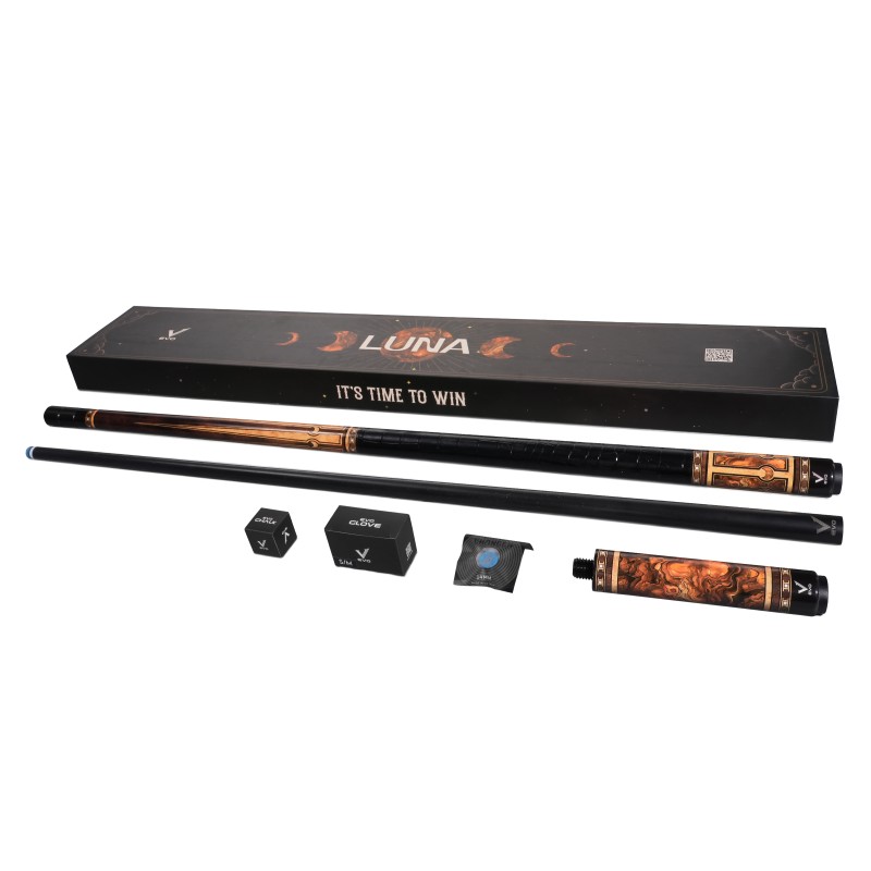 Billardqueue, Pool, EVO Luna Maxbing Edition, Golden Crest Komplettset, 12.5mm, 3/8x10