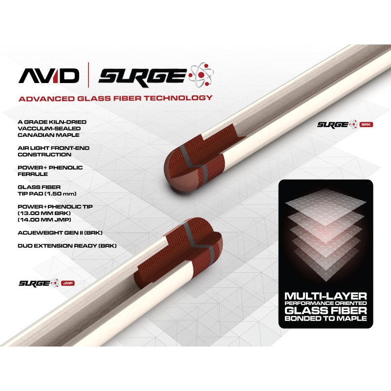 Billardqueue, Pool, Cuetec Avid Surge Break, grau, 3/8x14 Billardqueue, Pool, Cuetec Avid Surge Break, grau, 3/8x14