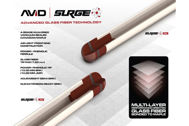 Billardqueue, Pool, Cuetec Avid Surge Jump, grau, 3/8x14