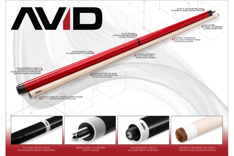 Billardqueue, Pool, Cuetec AVID Era 6PT NW, grau, 3/8x14