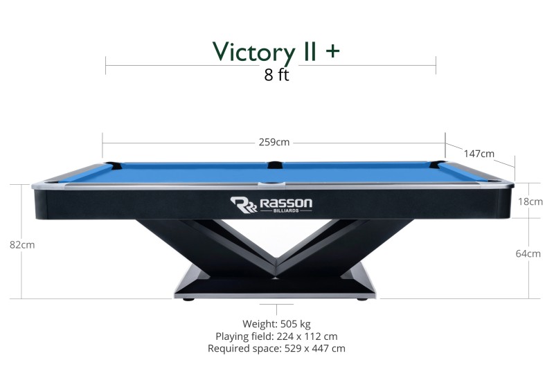 Billardtisch, Pool, Rasson Victory II Plus, 8 ft., schwarz, Ausstellungsstück