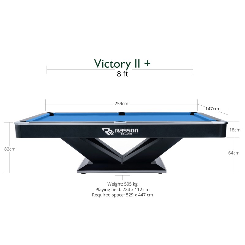 Billardtisch, Pool, Rasson Victory II Plus, 8 ft., schwarz, Ausstellungsstück Billardtisch, Pool, Rasson Victory II Plus, 8 ft., schwarz, Ausstellungsstück