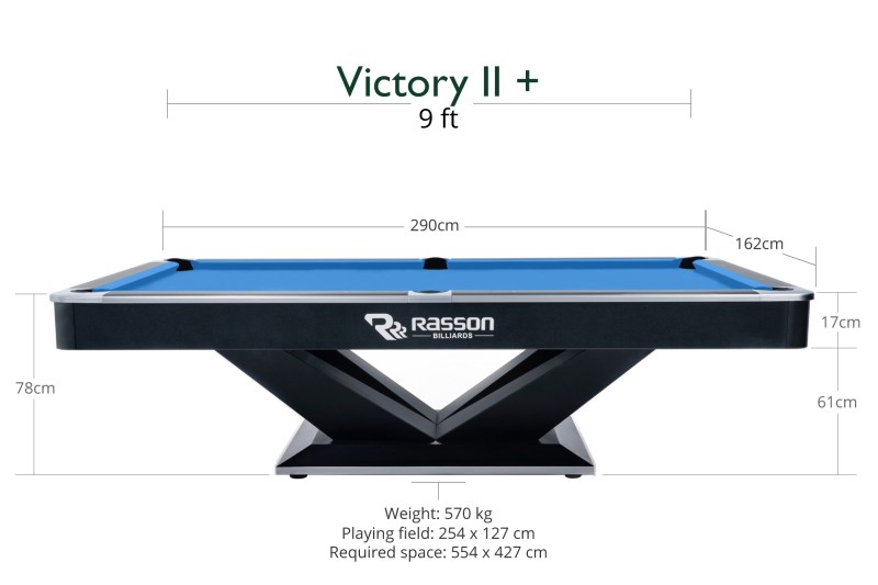 Billardtisch, Pool, Rasson Victory II Plus, 8 ft., schwarz, Ausstellungsstück