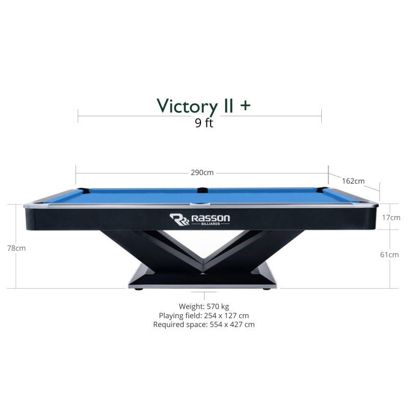 Billardtisch, Pool, Rasson Victory II Plus, 8 ft., schwarz, Ausstellungsstück