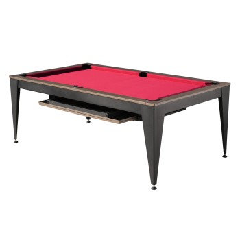 Billardtisch / Esstisch, Pool, Vancouver III, 7 ft. (Fuß), schwarz/braun, rotes Tuch