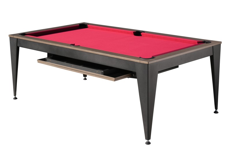 Billardtisch / Esstisch, Pool, Vancouver III, 7 ft. (Fuß), schwarz/braun, rotes Tuch