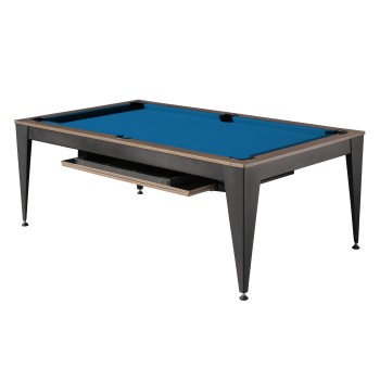 Billardtisch / Esstisch, Pool, Vancouver III, 7 ft. (Fuß), schwarz/braun, blaues Tuch