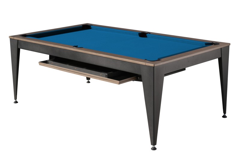 Billardtisch / Esstisch, Pool, Vancouver III, 7 ft. (Fuß), schwarz/braun, blaues Tuch