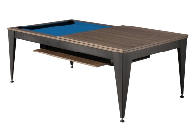 Billardtisch / Esstisch, Pool, Vancouver III, 7 ft. (Fuß), schwarz/braun, blaues Tuch