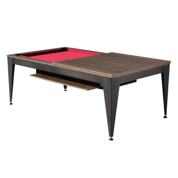 Billardtisch / Esstisch, Pool, Vancouver III, 7 ft. (Fuß), schwarz/braun, rotes Tuch