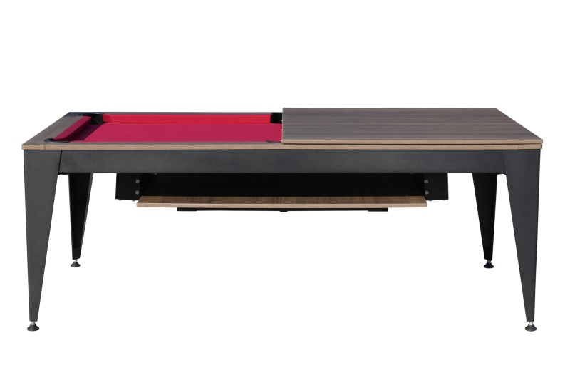Billardtisch / Esstisch, Pool, Vancouver III, 7 ft. (Fuß), schwarz/braun, rotes Tuch
