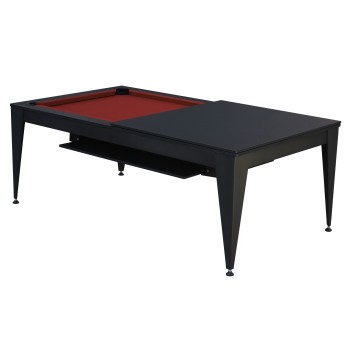 Billardtisch / Esstisch, Pool, Vancouver III, 7 ft. (Fuß), schwarz/schwarz, burgundy Tuch