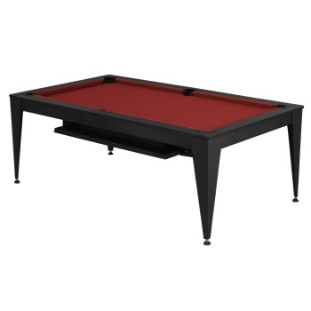 Billardtisch / Esstisch, Pool, Vancouver III, 7 ft. (Fuß), schwarz/schwarz, burgundy Tuch
