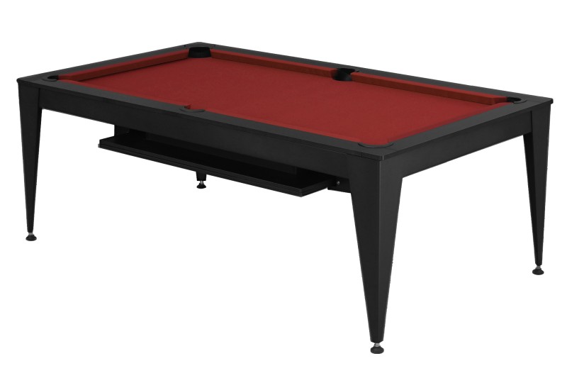 Billardtisch / Esstisch, Pool, Vancouver III, 7 ft. (Fuß), schwarz/schwarz, burgundy Tuch