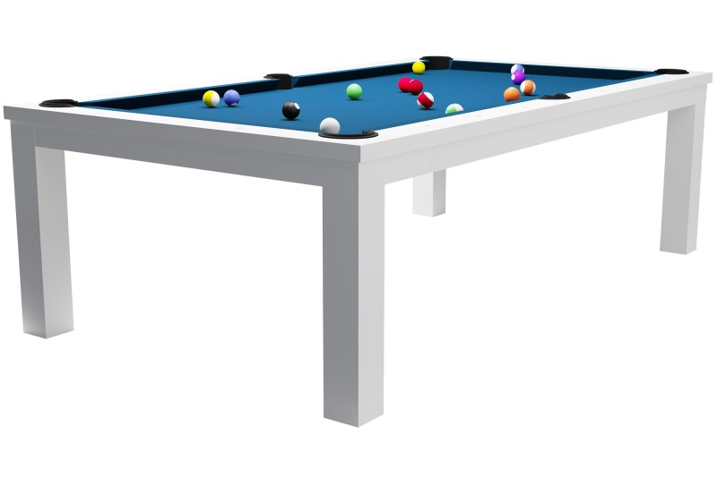 Billardtisch / Esstisch, Pool, Rasson Penelope II, inkl. Abdeckplatte, weiß-glänzend, display piece